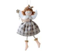 Christmas Tree Angel Girl Ornament, Plush Hanging Decor with Lanyard For Window Door Display, Cloth Cute Keepsake Doll For Farmhouse Restaurant, Holiday Accent Gift, 10x17cm