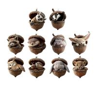 Christmas Tree Animal Acorn Ornaments - | 10 Pieces Animal Pattern Ornament - 2D Acrylic Christmas Pendant Decoration For Family Friends Car Rearview Mirror Wall Door Winter Home Party