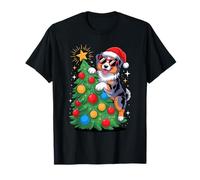 Christmas Tree Australian Shepherd Sunglasses Aussie Dog Camiseta