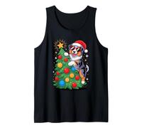 Christmas Tree Australian Shepherd Sunglasses Aussie Dog Camiseta sin Mangas