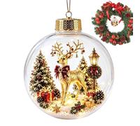 Christmas Tree Balls Clear Santa Elk Funny LED Lighted Ornament Party Set | Lighted Christmas Tree Bulbs Ornaments for Home Farmhouse Office School Mantel Bookshelf Garden Yard Porch