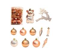 Christmas Tree Baubles Set 30 Pcs Christmas Tree Bulbs Ornaments Christmas Rose Gold Ornaments Reindeer Snowman Mushroom