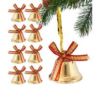 Christmas Tree Bell Ornaments, Metal Christmas Bells with Bowknots, Retro Jingle Bells Hanging Decorations for Indoor Outdoor Wall Door Garland Decor