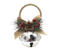 Christmas Tree Bells | Rustic Metal Pendant with Pine Cone Bow Berries