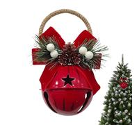 Christmas Tree Bells - Rustic Metal Pendant with Pine Cone Bow Berries