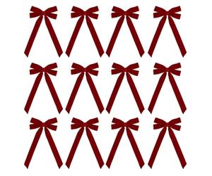 Christmas Tree Bows - 12 Piece Large Velvet with Red Bow Set, Elegant Holiday Decoration for Tree, Wreath, Garland, Door, or Mantel, Perfect for Home Living Room Party and Gift Wrapping Décor