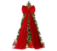 Christmas Tree Bows, 71x20 Velvet Bows for X'Mas Tree, Giant Christmas Bow Decorations, Extra Large Velvet Ribbon X'Mas Ornaments, Vintage Red Bow Velvets Ornaments for Winter Festival Decorations