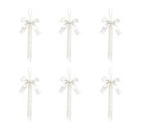 Christmas Tree Bows - Satin Pearl Ribbon 6pc 4x6in | Reusable Hanging Ornam