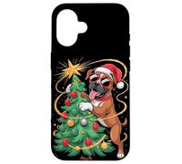 Christmas Tree Boxer Dog Sunglasses Carcasa para iPhone 16