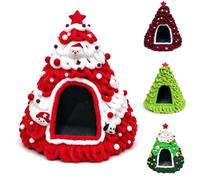 Christmas Tree Cat Bed, Christmas Tree Cat House Warm Plush Semi-Enclosed Cat Cave, Self-Warming Hideaway Bed for Indoor Cats, Cute Xmas Pet Nest Gift，Red