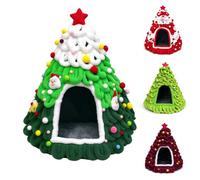 Christmas Tree Cat Bed, Christmas Tree Cat House Warm Plush Semi-Enclosed Cat Cave, Self-Warming Hideaway Bed for Indoor Cats, Cute Xmas Pet Nest Gift，Green