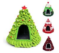 Christmas Tree Cat Bed, Christmas Tree Cat House Warm Plush Semi-Enclosed Cat Cave, Self-Warming Hideaway Bed for Indoor Cats, Cute Xmas Pet Nest Gift，Light Green