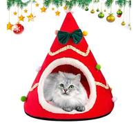 Christmas Tree Cat Bed, Plush Cat Beds for Indoor Cats, Semi Enclosed Cat House, Cozy Cats Sleeping Nest with Festive Christmas Tree Design for Indoor Cats and Puppies (1 Piece)