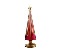 Christmas Tree Centerpiece, Tabletop Light-Up Decoration, Battery Operated LED Tree, Glitter Finish with Stable Base for Holiday, Party, Living Room, Fireplace Decor, 7x15 cm