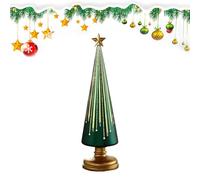 Christmas Tree Centerpieces, Light-Up Holiday Table Décor, Battery Operated Led Mini Tree, Glittered Festive Display Accent, for Home, Desktop, Living Room, Hotel Party Decoration, 7x15 Cm Green Red