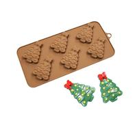 Christmas Tree Chocolate Mold - 6-Cavity Set, Silicone Christmas Tree Chocolate Mold Set, Easy Demolding, Non-Stick and Heat Resistant | Holiday Baking Tool for Cookies, Jelly, Desserts, Party