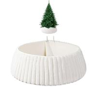Christmas Tree Collar - Rustic Cream Textured Tree Stand Cover, Soft Acrylic Fiber Farmhouse Skirt For Indoor/Outdoor Holiday Decor (72×58×23.5cm)