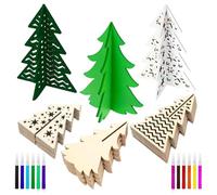 Christmas Tree Craft - Wood, 4.72in Silhouette Decor DIY Unfinished Design | 3D Layered Style Festive Holiday Craft Set, Tabletop Ornament Set For Kitchen, Workplace, Mantle, Bookshelf, Home Decor