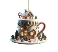 Christmas Tree Decor Cup House Shape - Acrílico, decorativo | 2D decoración colgante para interior en casa, Hallway Bedroom Holiday Festival