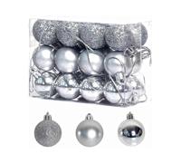 Christmas tree decorated ornaments frosted christmas balls matt shiny christmas balls silver