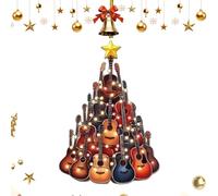 Christmas Tree Decorations, 2D Guitar Home Decor, Fun Small Bag Charm with Star, Christmas Ornament, for Bedroom, Kitchen, Office, Mantel, Balcony, Hallway, Window, Door, Truck, Scooter, SUV, RV