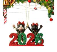 Christmas Tree Decorations, Decorative Small Kitten Tree Ornaments, 2D Cute Cat 2026 Pendants For Bedroom Kitchen Mantel Door Balcony Hallway Window Truck Vehicle SUV Bag