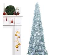 Christmas Tree - Folding Christmas Tree Decorations, 59IN Realistic Ornament Decoration With Snowflake Design, Artificial Holiday Trees | For Porch Tabletop Indoor Outdoor Holiday Apartment