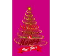 Christmas Tree Gold Happy New Year Pink: Home School Office Notebook