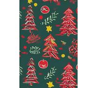 Christmas Tree Hardcover Journal | 6”x9” Green Holiday Notebook with Festive Tree Pattern, 200 College-Ruled Pages, Cozy Seasonal Writing Journal or Gift