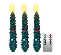 Christmas Tree LED Candles, Electric Holiday LED Candle Lights for Festive Decoration with Remote Control, Adjustable Brightness Timer, Decorative Atmosphere Lighting for Dining Tables, Window Sills