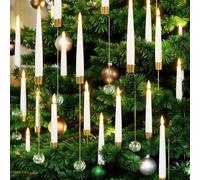 Christmas Tree Led Candles with Clear Crystal Ball Hook, Tailored for Christmats, Fake Candles to Xmas Wedding Decor With Pearl Balls Hooks, Warm Light Candlesticks Holiday Decor(12PCS)