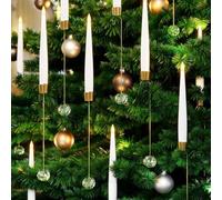Christmas Tree Led Candles with Clear Crystal Ball Hook, Tailored for Christmats, Fake Candles to Xmas Wedding Decor With Pearl Balls Hooks, Warm Light Candlesticks Holiday Decor(6PCS)