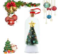 Christmas Tree Message in a Bottle - Adorno de Navidad con diseño de escena de nieve en botella nostálgica con corcho, saludo de Navidad grabable