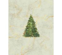 Christmas Tree Notebook Off White Background With Gold Ribbon No AI Design Christmas Themed Cover 7.5 x 9.5 Wide Rule 120 Page Notebook Writer Gifts Work School Writing