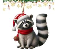 Christmas Tree Ornament | 2D Acrylic Raccoon-Themed Ornament | Christmas Animal Raccoon Pendant | for Windowsill Bedroom Balconies Doorways Wall Garden Yard Path 18 Inches