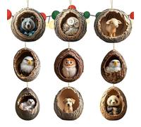 Christmas Tree Ornament, Animal Pattern 2D Acrylic Pendant, 3.15 Inches Hangable Ornaments for Key Chain, Backpack, Wall, Window, Car Rearview Mirror, Festive Season Decor