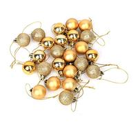 Christmas Tree Ornaments 24 Pack | 6 Colors Shatterproof PVC Glitter Baubles | Matte/Shiny/Glitter Finishes | Party & Wedding Decorations (Gold)