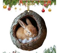 Christmas Tree Ornaments, 2D Acrylic Flat Keepsake with Lanyard, Cute Animal Theme Hanging Decor, for Door, Café, Living Room, Restaurant, Window Sill, Balcony Display