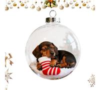 Christmas Tree Ornaments, Clear Hanging Dog Ball Decor, Clear Acrylic Christmas Tree Ornament, with Hangable Rope for Easy Display, for Bedroom Window Store Home Holiday Party Indoor Outdoor