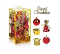 Christmas Tree Ornaments Set, 32 Pieces Of Mini Christmas Red And Gold Balls, Christmas Tree Ornaments, New Year Decorations, Holiday Celebrations