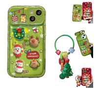Christmas Tree Pendant Flip Mirror Case Cover for iPhone 17 16 15 14 Pro MAX,Shockproof Festive Protective Phone Case with Built-in Mirror and 3D Christmas Tree Charm (Green, for 15)