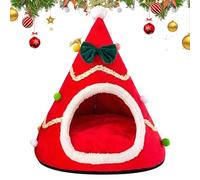 Christmas Tree Pet Bed | Cat Bed with Tree Design | Cat House with Christmas Theme | Cozy Christmas Cat Cave | Cat Cave For Christmas Festive Holiday Design Plush For Pets To Rest and Relax