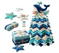 Christmas Tree Quilt Kit - Coastal Octopus Dolphin, DIY patch work Craft