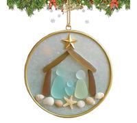 Christmas Tree Sea Glass Ornament - Starfish Seashell Pendant for Holiday Windowsills | Handmade Glass Decoration with Coastal Charm and Shimmering Accents Perfect for Family Gatherings Parties
