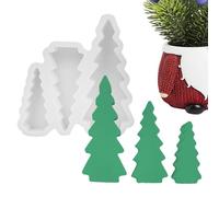Christmas Tree Silicone Mold, 3-Piece Small Tree Crafting Molds, Flexible Non-Stick Resin Mould, Reusable Heat-Resistant, for Home Decor Seasonal Present Friends Family Hobby Use, 10,4x11.1cm Silicone