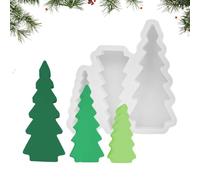 Christmas Tree Silicone Mold, 3 piezas Flexible Crafting Kit, Reutilizable Holiday Baking Resin Tool, Seasonal Soap Candle Form, Art Supply for Family Friends Women Men Youth Enthusiasts