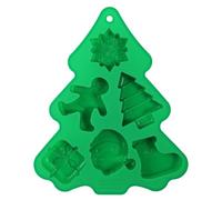 Christmas Tree Silicone Mold - 6 Cavity Fondant, Silicone Mold for Baking & Fondant | Christmas Molds Santa, Tree, Snowflake, Gingerbread & Bell Shapes | Holiday Cake, Cookie, Candy & Party