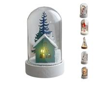 Christmas Tree,Snowy Scene in Nostalgic Bottle with Cork,Handmade Miniature Scenes with LED Lights Reindeer Snowy Scene in Vintage Bottle Unique Christmas Festive Gift (C)