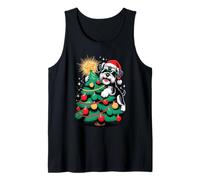 Christmas Tree Standard Schnauzer Sunglasses Camiseta sin Mangas