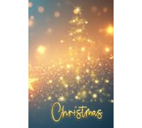 Christmas Tree Stars Lights Gold Blue Hardcover: Home School Office Notebook